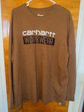 Carhartt Brown Long Sleeve Workwear Logo Tee
